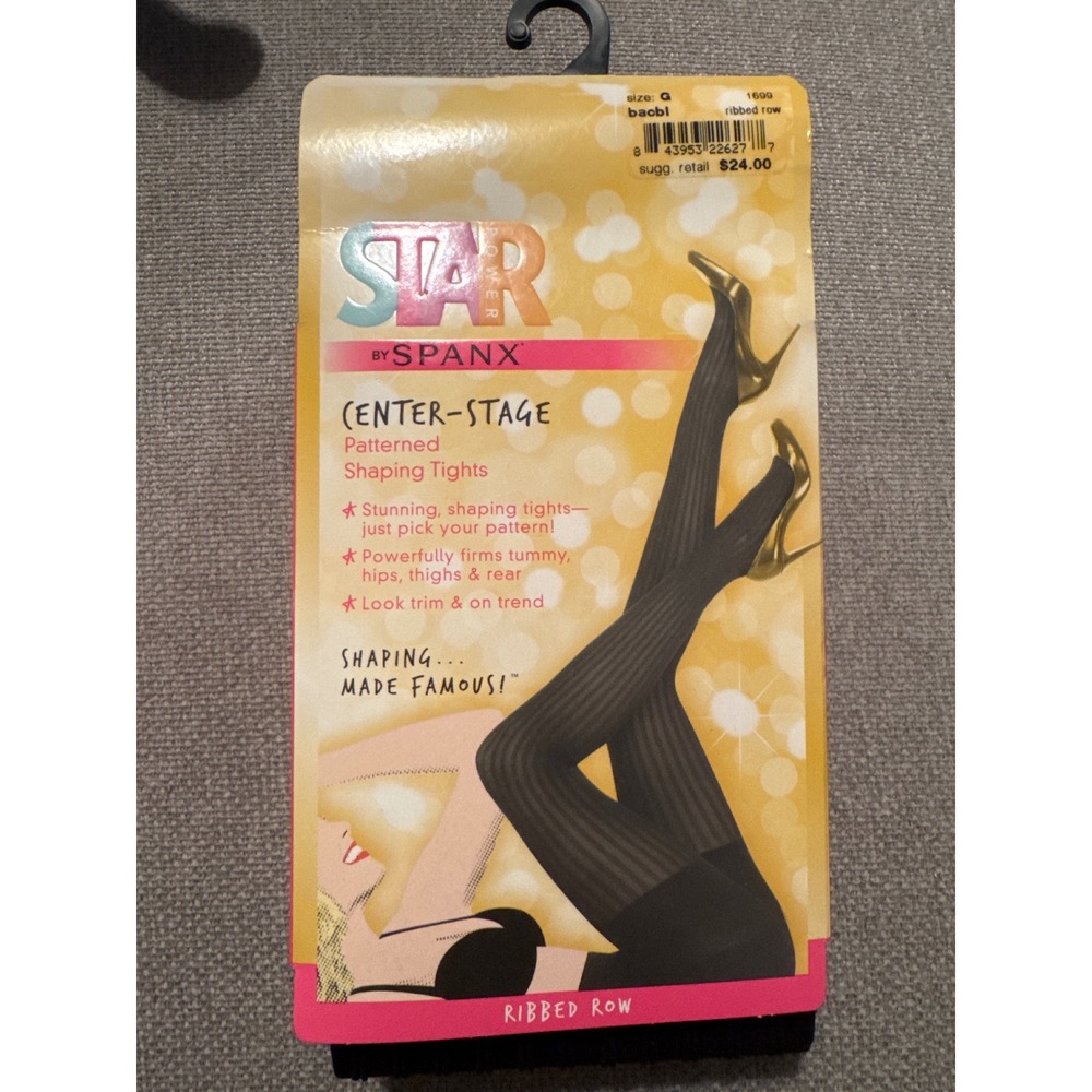 Spanx Star Power Center Stage Patterned Shaping Tights Size G‎ Ribbed Row